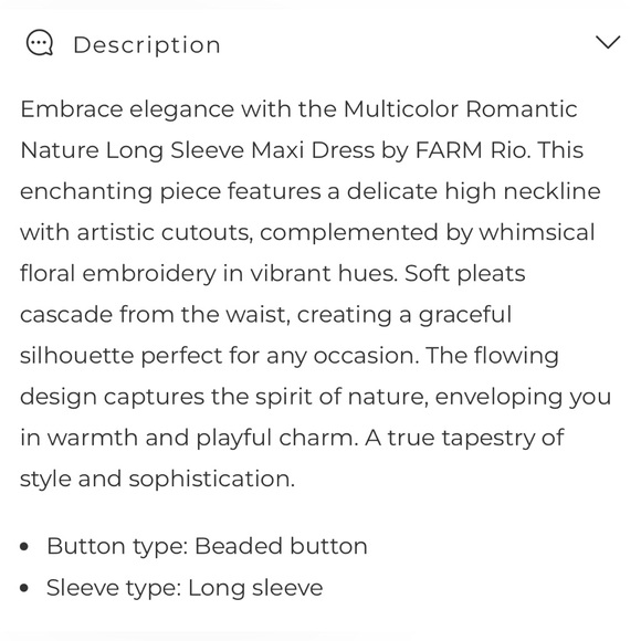 NWT-FARM Rio- Romantic Nature Cream floral maxi dress - Picture 3 of 13